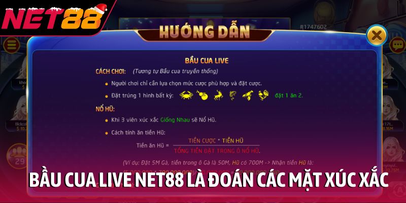 Bầu cua Live NET88 là đoán các mặt xúc xắc