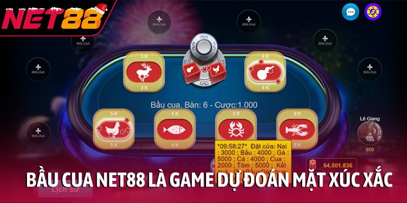 Bầu cua NET88 là game dự đoán mặt xúc xắc